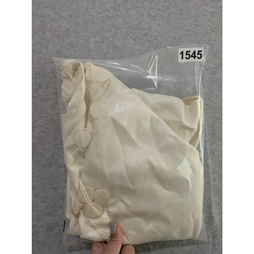 Christine Alger Shawl Cover Up Vintage Cape Satin Women's XS  Ivory White Poncho